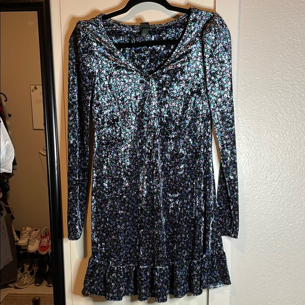 Wild Fable Velvet Floral Long Sleeve Dress